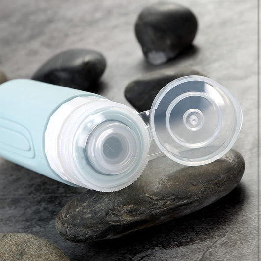 Leak-Proof Silicone Travel Bottles Set – TSA Approved Refillable Containers (4 Pack – Grey)